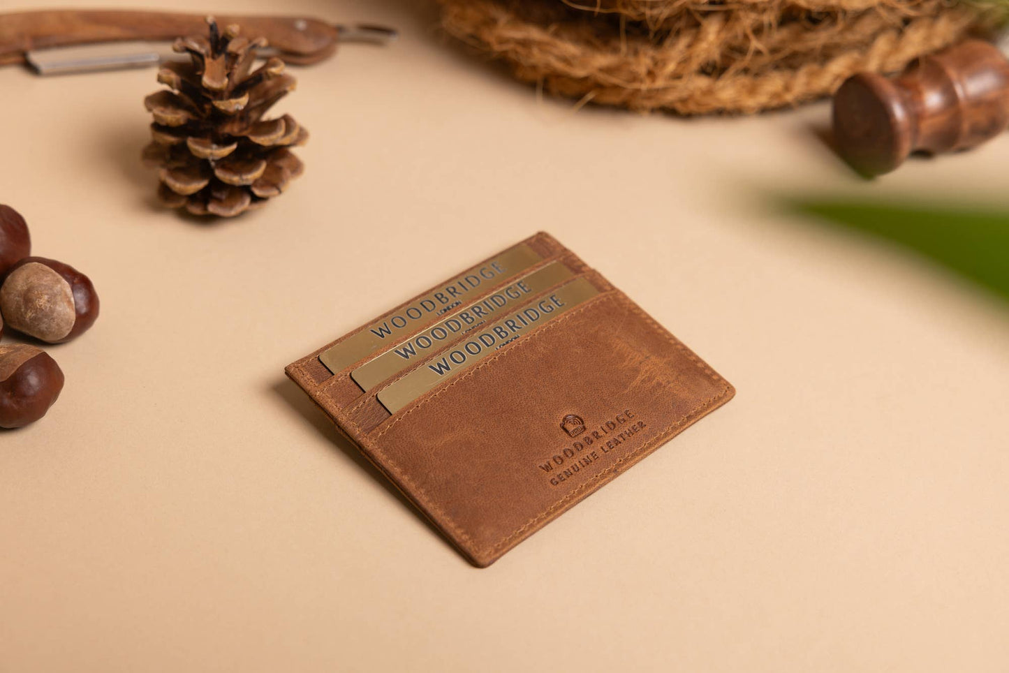 Leather Card Holder in Cognac