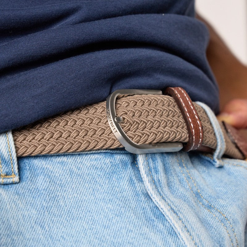 Taupe Braided Stretch Belt