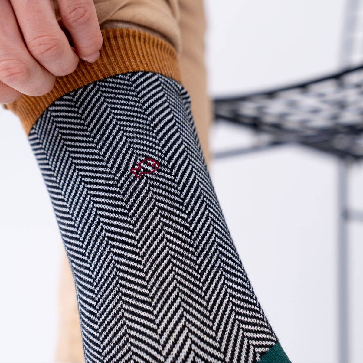Green and Mustard Herringbone Socks
