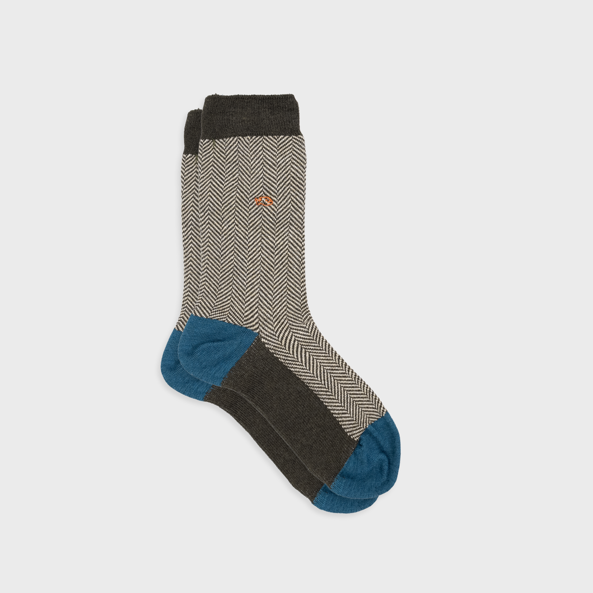 Blue, Beige and Brown Herringbone Socks