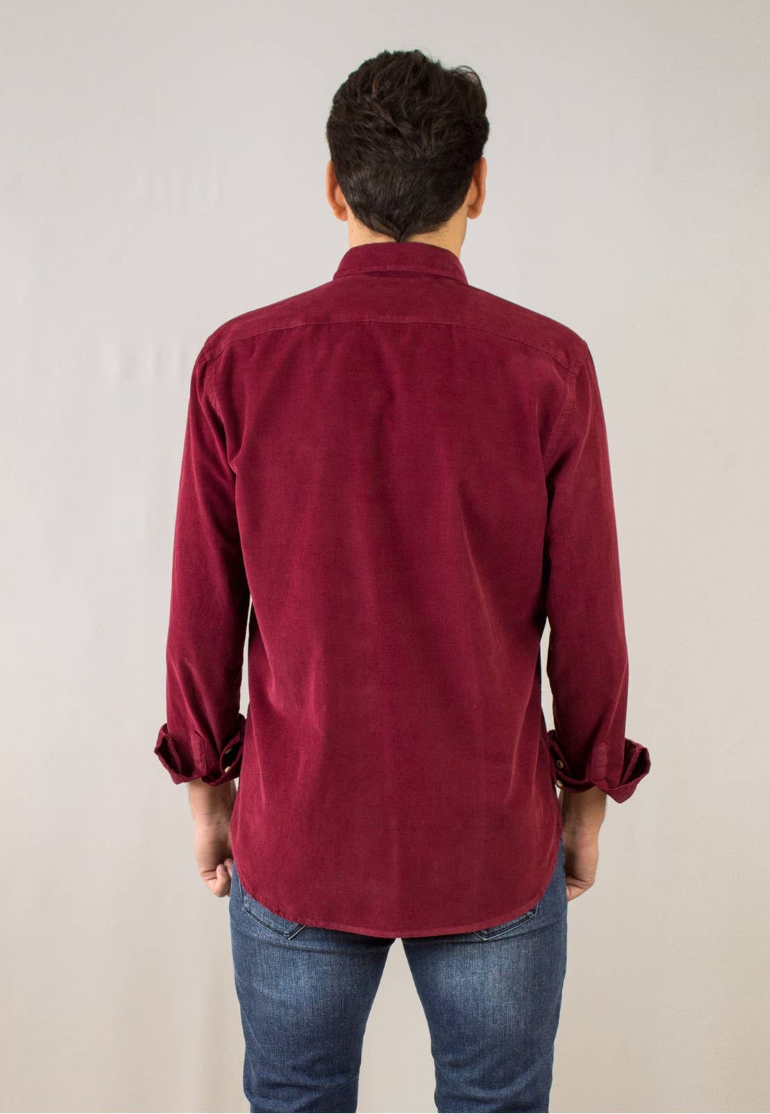 Merlot Micro-Corduroy Cotton Shirt