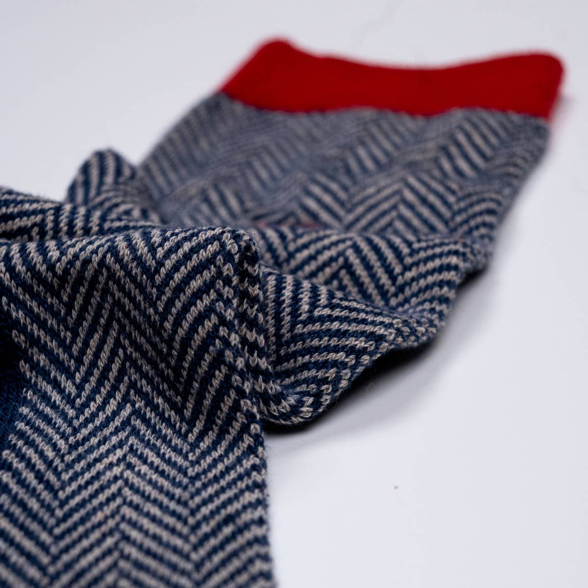 Navy and Red Herringbone Socks