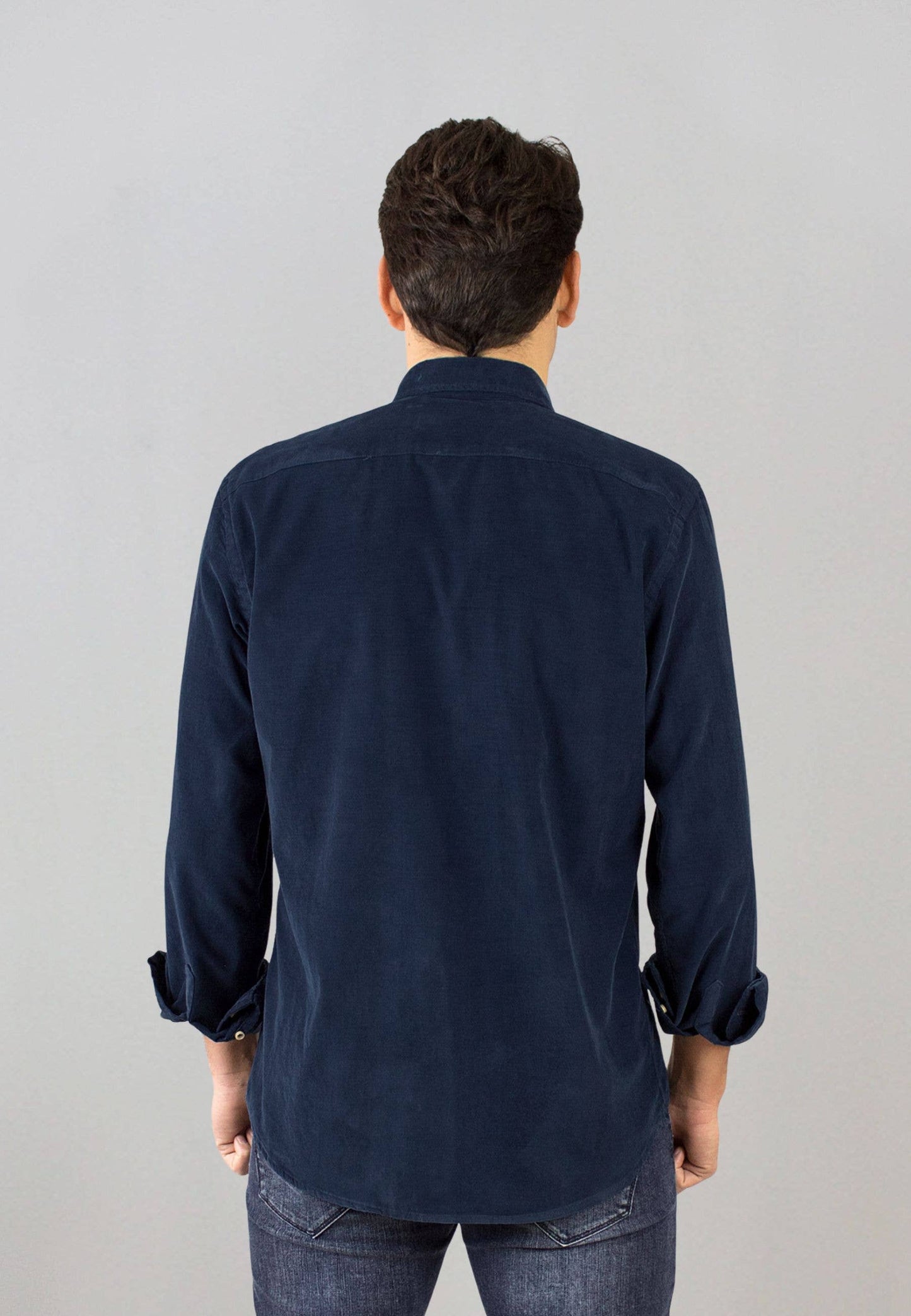 Navy micro-corduroy shirt