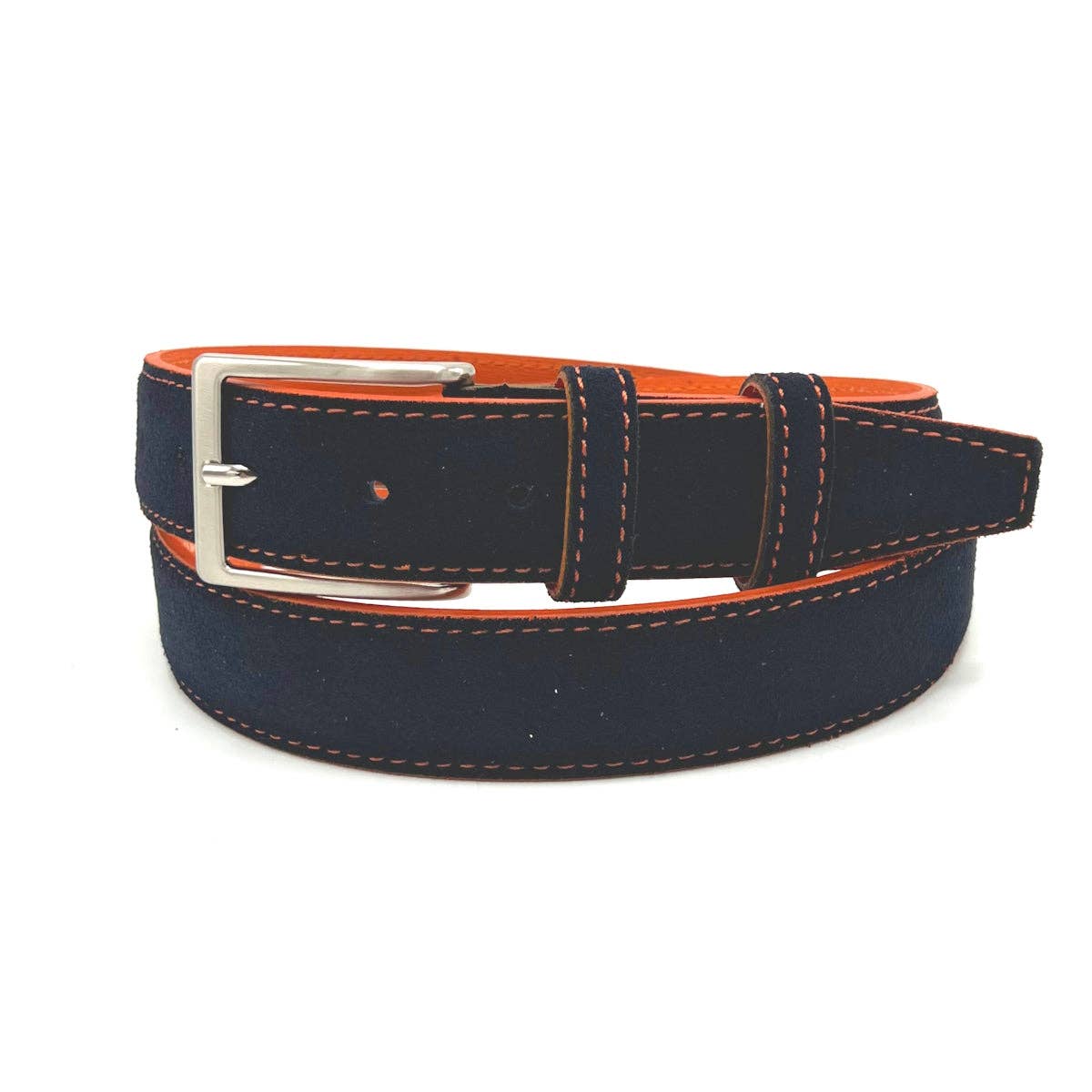 Navy Blue Suede & Leather Belt