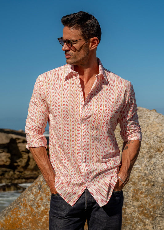 Jaipur Jive Organic Shirt in White and Coral