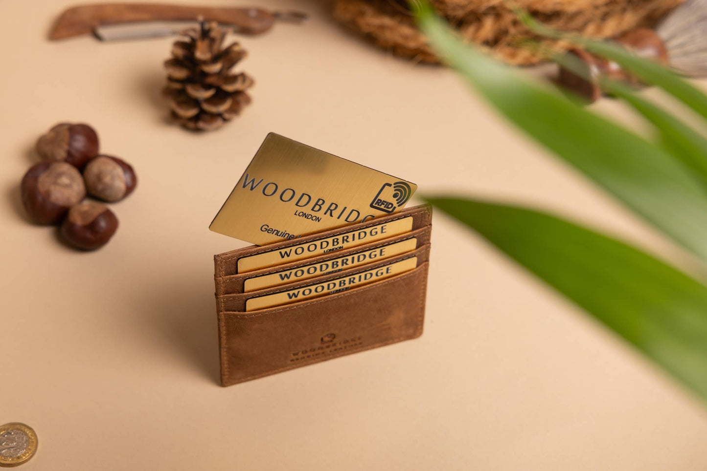Leather Card Holder in Cognac