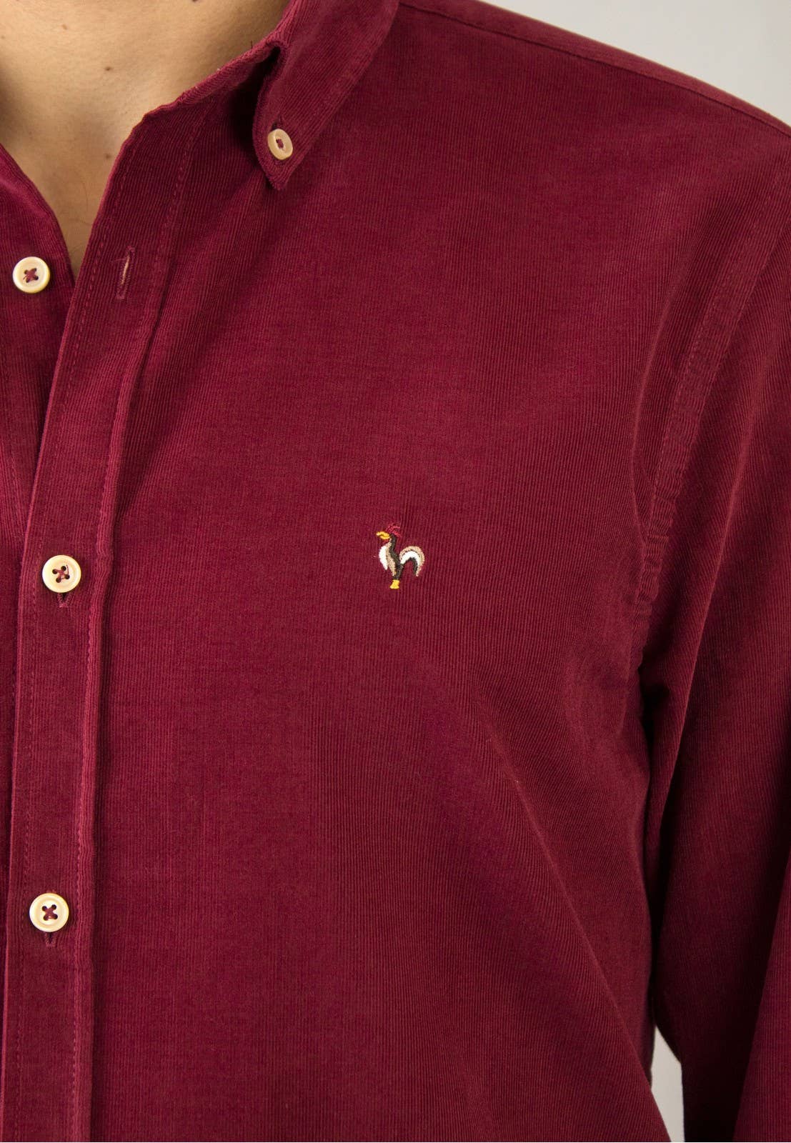 Merlot Micro-Corduroy Cotton Shirt