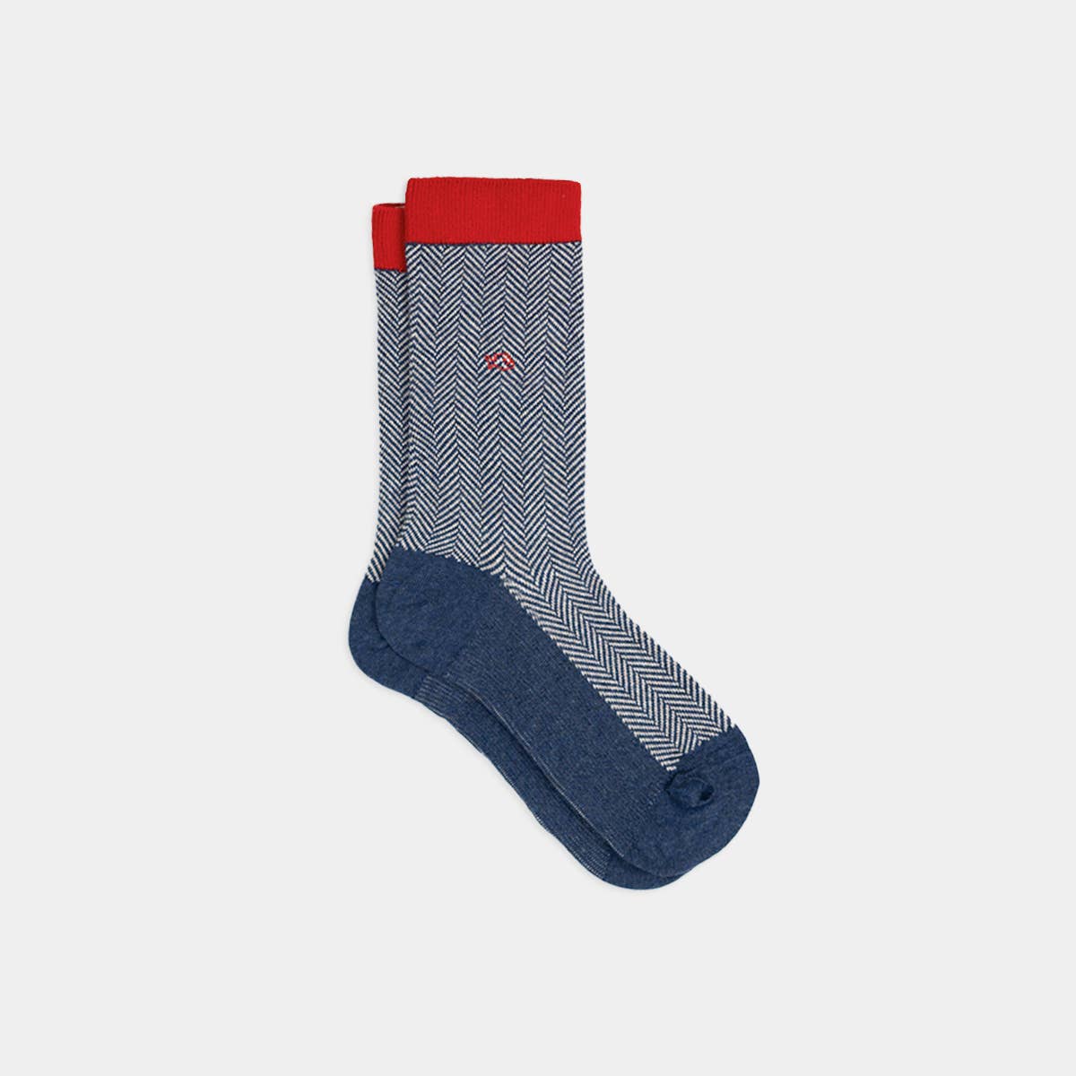 Navy and Red Herringbone Socks