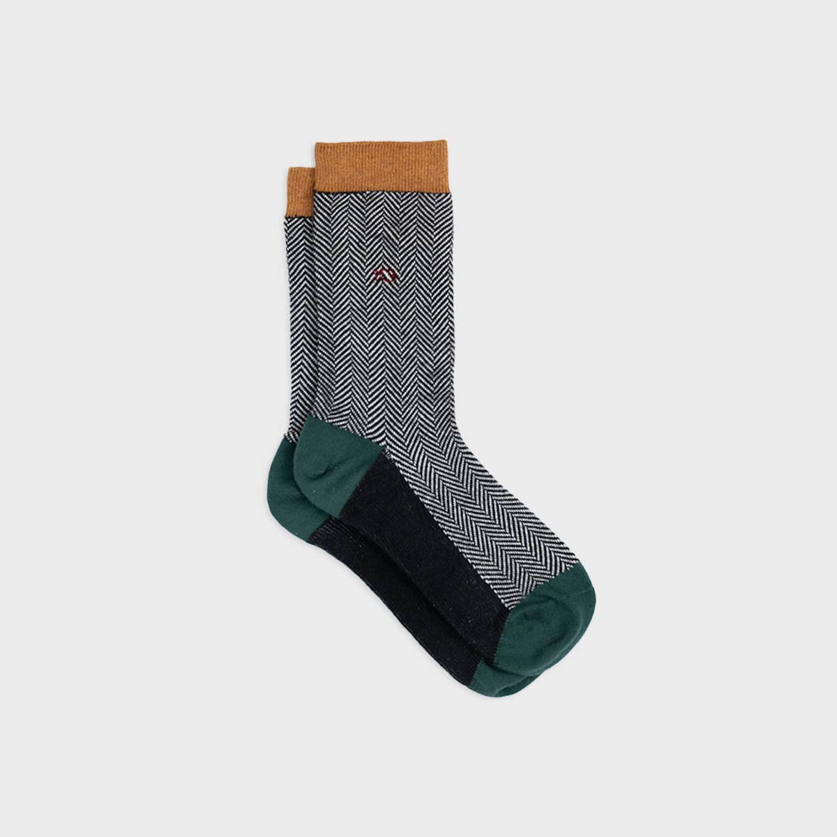 Green and Mustard Herringbone Socks
