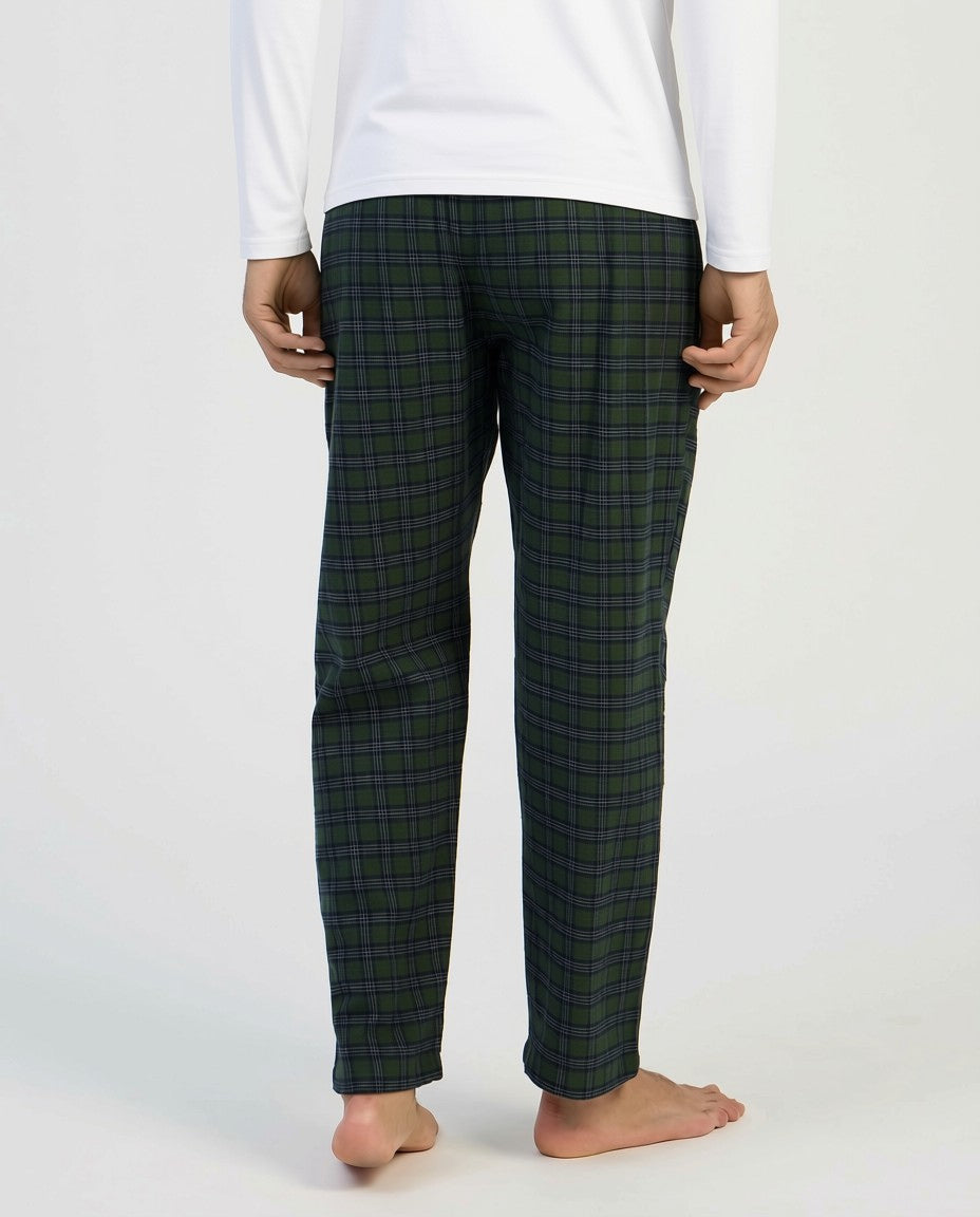 Brushed Cotton Green Check Loungers