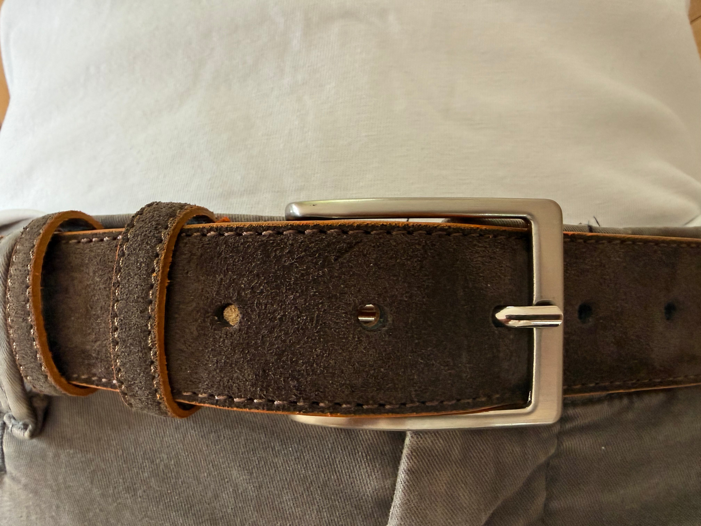 Warm Brown Suede & Leather Belt