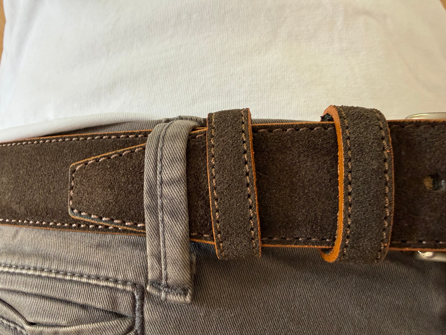 Warm Brown Suede & Leather Belt