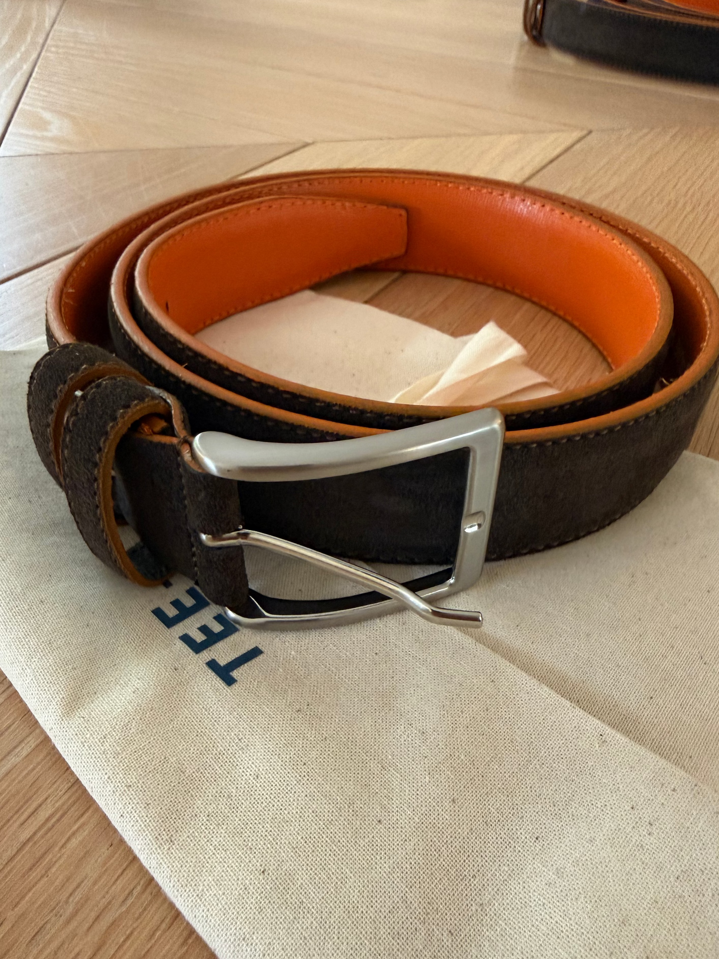 Warm Brown Suede & Leather Belt