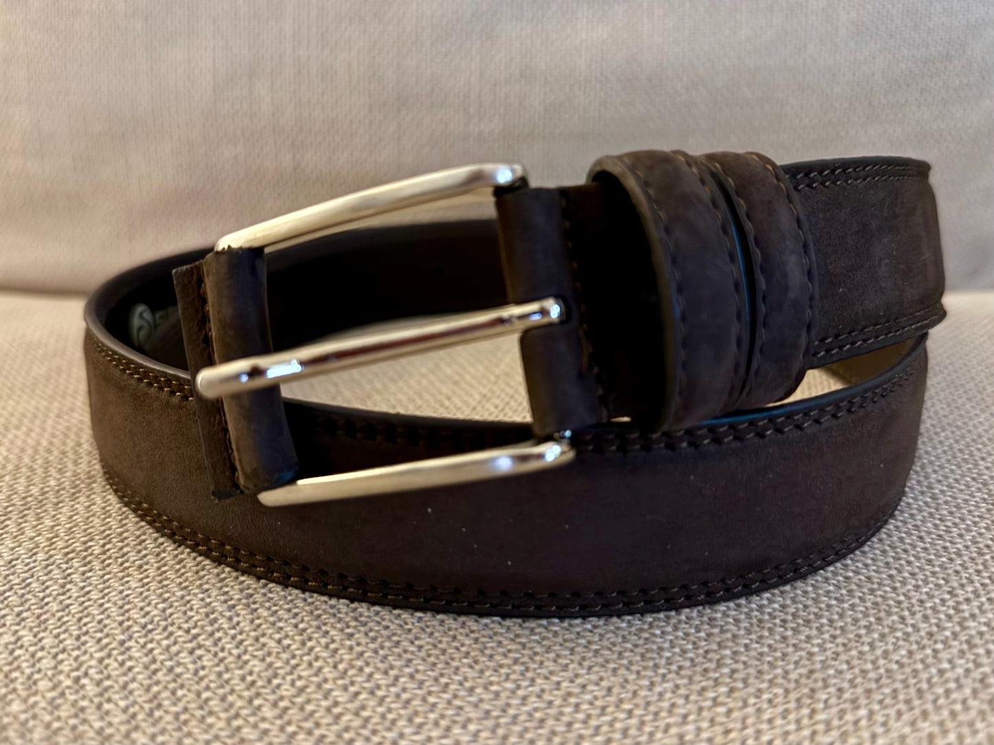 Chocolate Suede & Leather Belt
