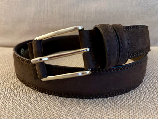 Chocolate Suede & Leather Belt