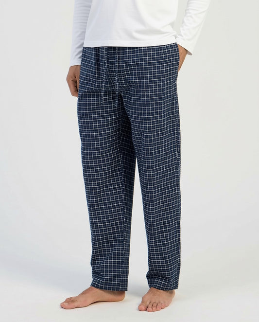 Brushed Cotton Navy Check Loungers