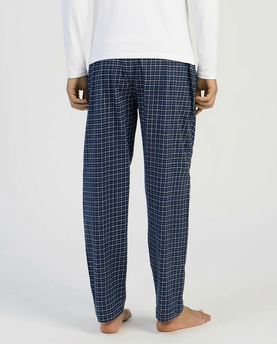 Brushed Cotton Navy Check Loungers