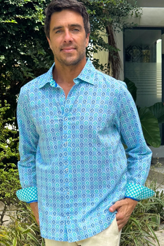 Hyacinth Blue Turquoise Organic Cotton Shirt