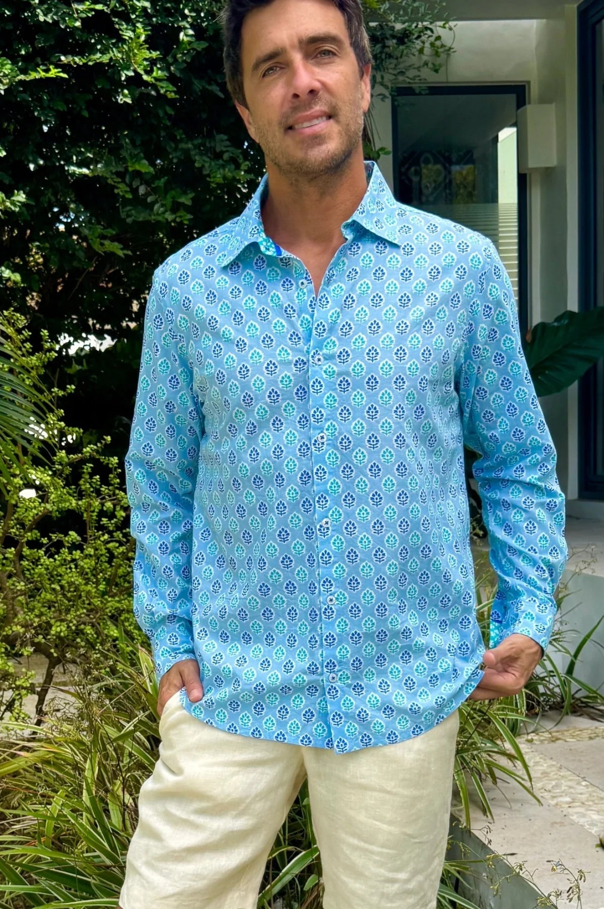 Hyacinth Blue Turquoise Organic Cotton Shirt