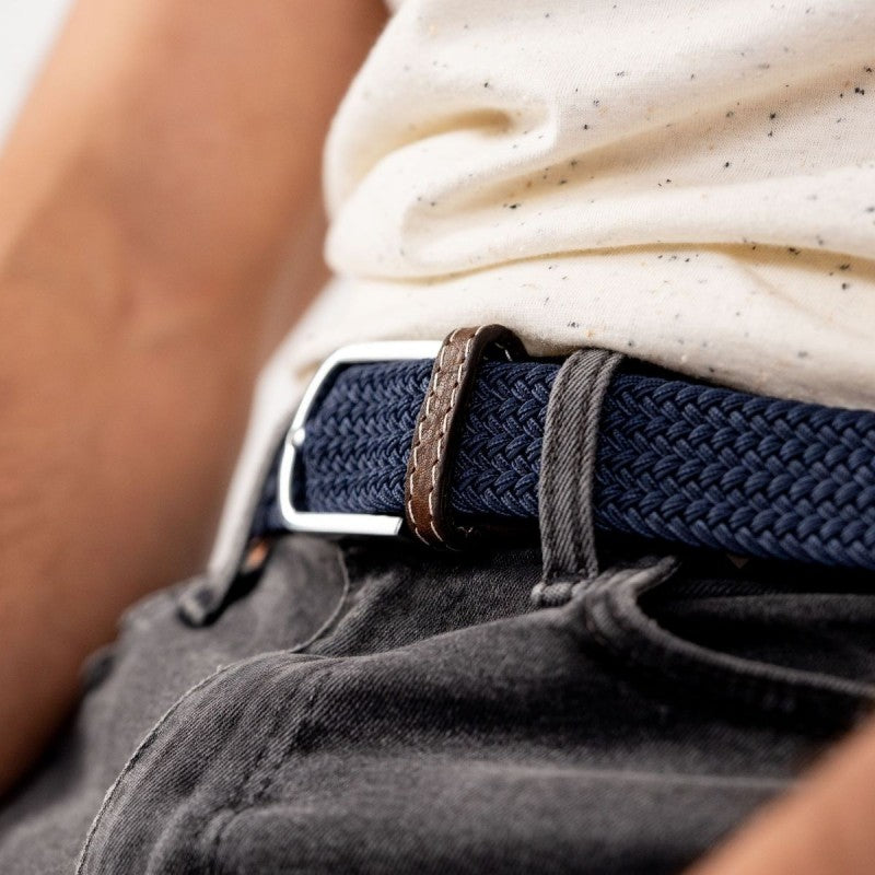 Slate Blue Braided Stretch Belt