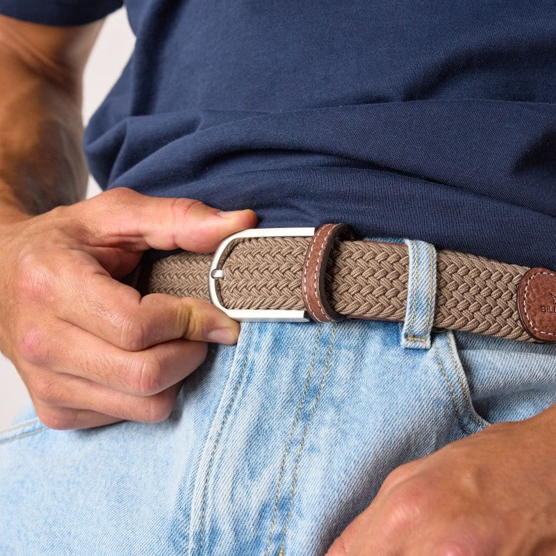 Taupe Braided Stretch Belt