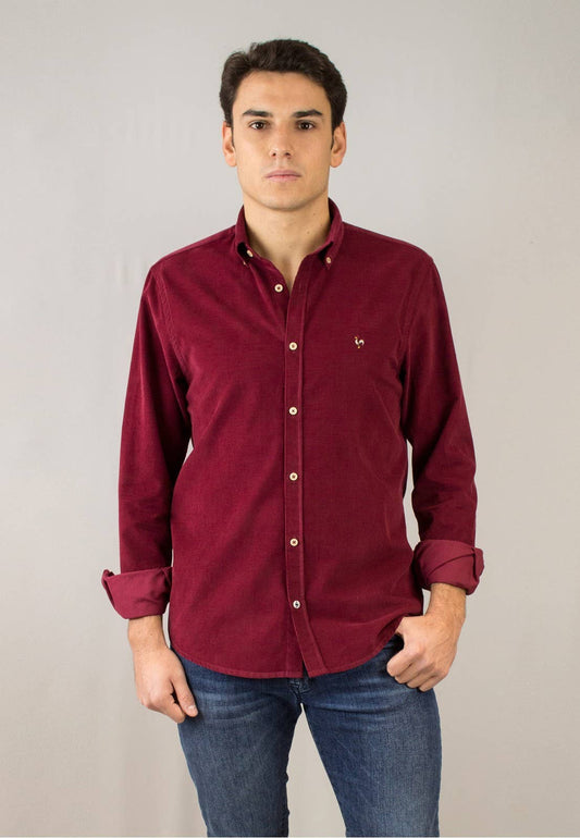Merlot Micro-Corduroy Cotton Shirt