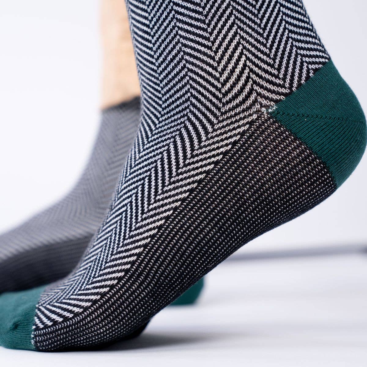 Green and Mustard Herringbone Socks