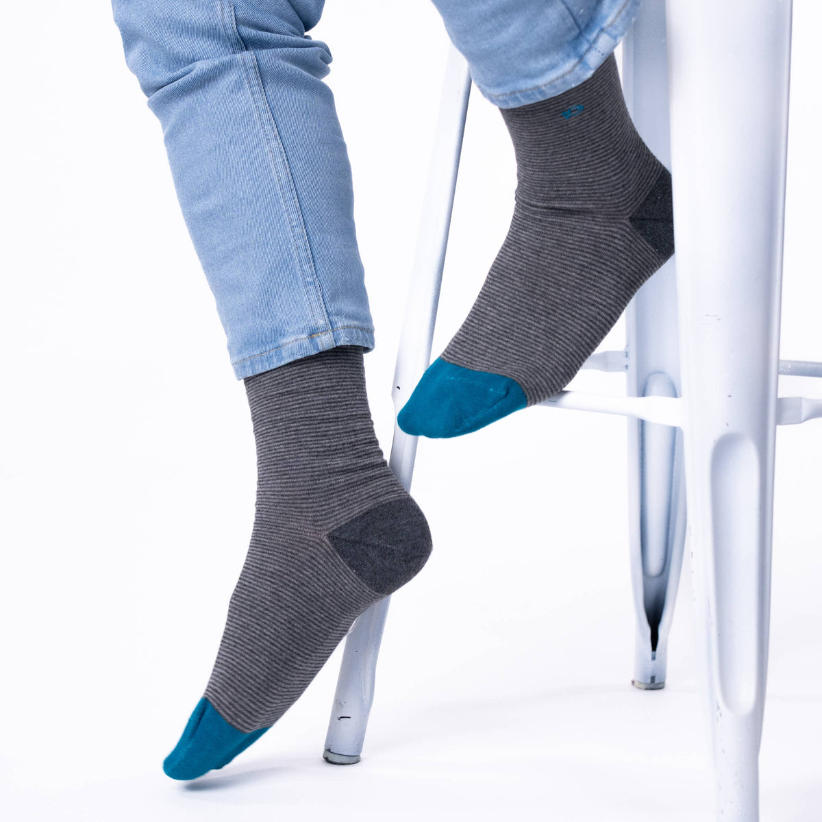 Grey and Yellow Striped Socks