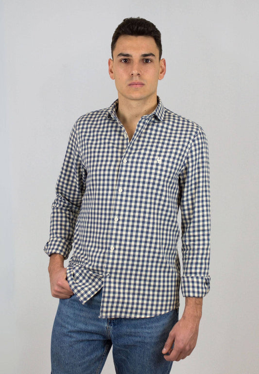 Navy & Ecru Flannel Shirt