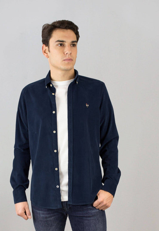 Navy micro-corduroy shirt