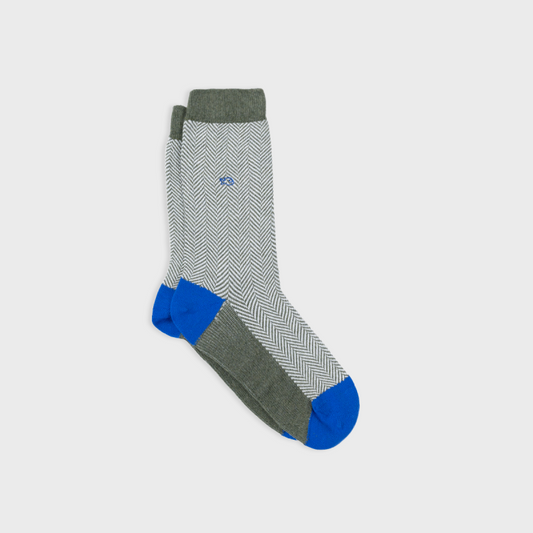 Green and Blue Herringbone Socks