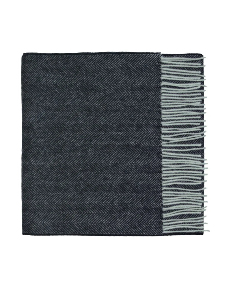 Lambswool Herringbone Scarf in Black & White