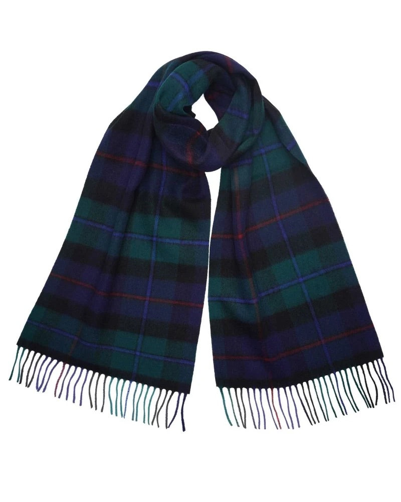 Lambswool Tartan Scarf in Green, Blue & Red