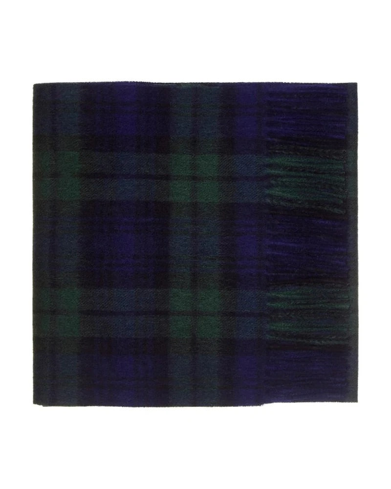 Lambswool Tartan Scarf in dark green, navy & black